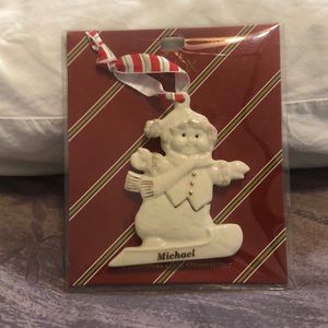 Lenox Merrily Yours Personalized “Michael” Snowman Christmas Ornament. New.